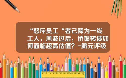 “怒斥员工“者已降为一线工人，风波过后，侨银转债如何面临超高估值？-鹏元评级公司待遇