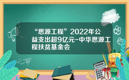 “思源工程”2022年公益支出超9亿元-中华思源工程扶贫基金会