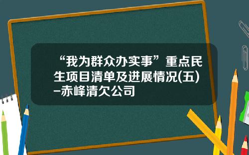 “我为群众办实事”重点民生项目清单及进展情况(五)-赤峰清欠公司