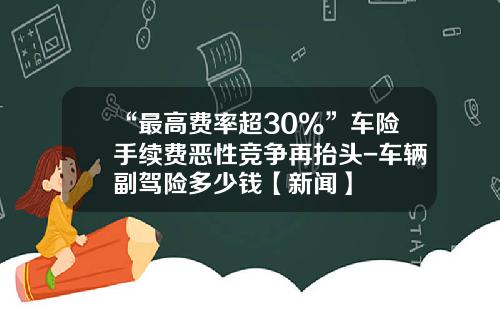“最高费率超30%”车险手续费恶性竞争再抬头-车辆副驾险多少钱【新闻】