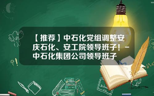 【推荐】中石化党组调整安庆石化、安工院领导班子！-中石化集团公司领导班子