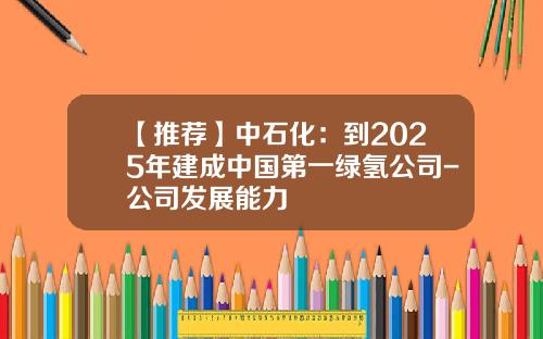 【推荐】中石化：到2025年建成中国第一绿氢公司-公司发展能力