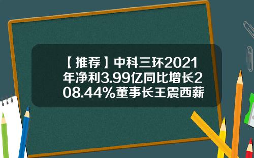 【推荐】中科三环2021年净利3.99亿同比增长208.44%董事长王震西薪酬108万-中科三环高技术股份有限公司的马健