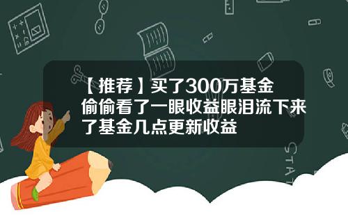 【推荐】买了300万基金偷偷看了一眼收益眼泪流下来了基金几点更新收益