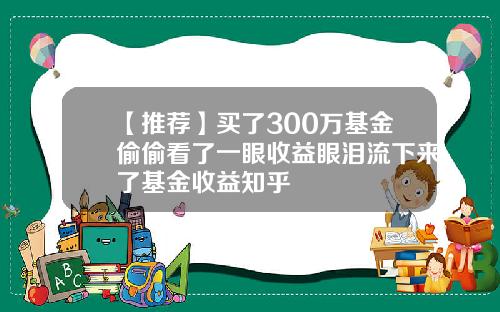 【推荐】买了300万基金偷偷看了一眼收益眼泪流下来了基金收益知乎