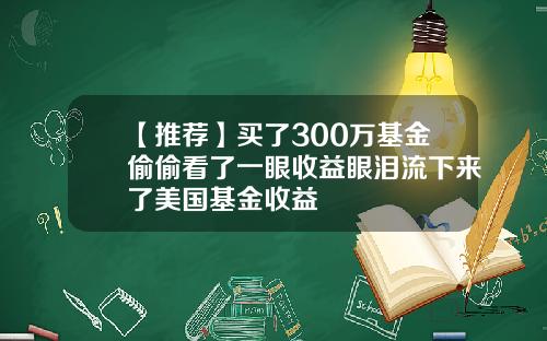 【推荐】买了300万基金偷偷看了一眼收益眼泪流下来了美国基金收益