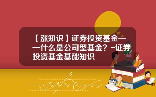 【涨知识】证券投资基金——什么是公司型基金？-证券投资基金基础知识