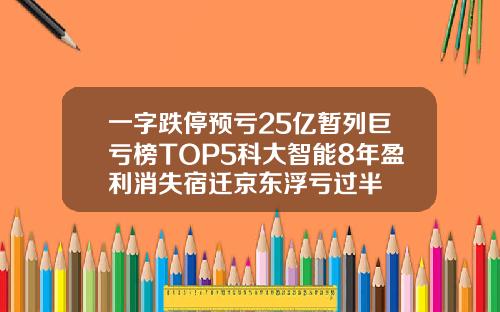一字跌停预亏25亿暂列巨亏榜TOP5科大智能8年盈利消失宿迁京东浮亏过半