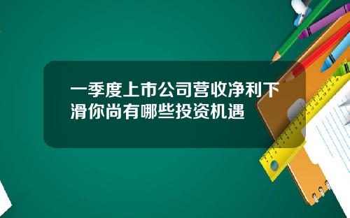 一季度上市公司营收净利下滑你尚有哪些投资机遇