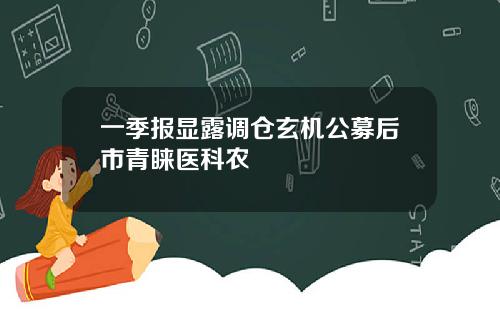 一季报显露调仓玄机公募后市青睐医科农