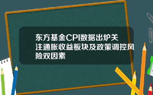 东方基金CPI数据出炉关注通胀收益板块及政策调控风险双因素