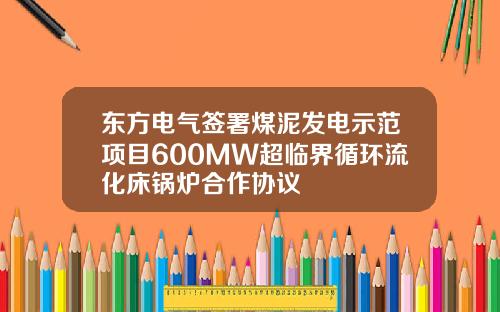 东方电气签署煤泥发电示范项目600MW超临界循环流化床锅炉合作协议