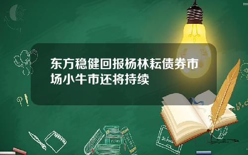 东方稳健回报杨林耘债券市场小牛市还将持续