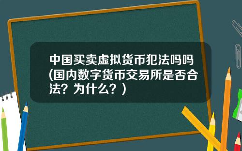 中国买卖虚拟货币犯法吗吗(国内数字货币交易所是否合法？为什么？)