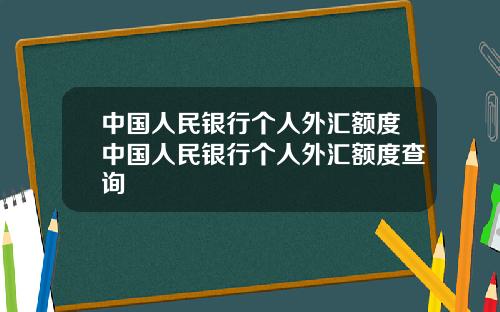 中国人民银行个人外汇额度中国人民银行个人外汇额度查询