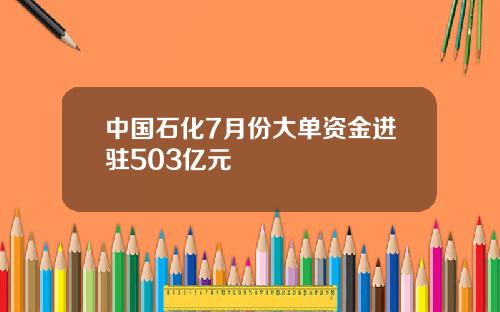 中国石化7月份大单资金进驻503亿元