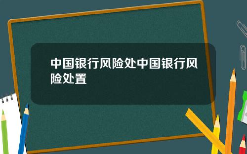 中国银行风险处中国银行风险处置