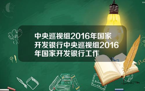 中央巡视组2016年国家开发银行中央巡视组2016年国家开发银行工作
