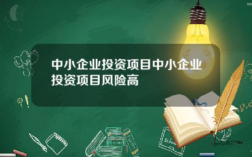 中小企业投资项目中小企业投资项目风险高
