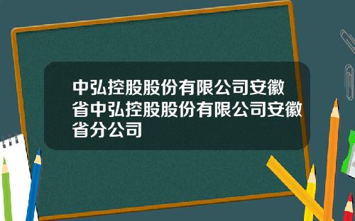 中弘控股股份有限公司安徽省中弘控股股份有限公司安徽省分公司