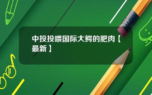 中投投喂国际大鳄的肥肉【最新】