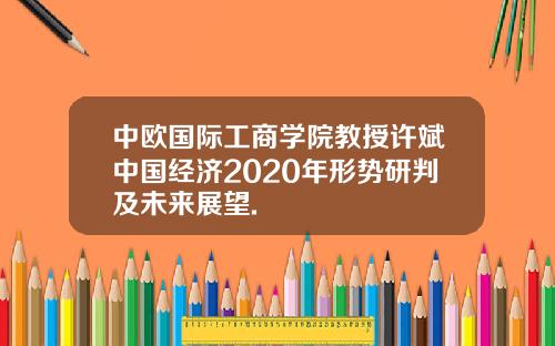 中欧国际工商学院教授许斌中国经济2020年形势研判及未来展望.