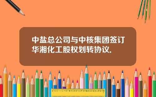 中盐总公司与中核集团签订华湘化工股权划转协议.