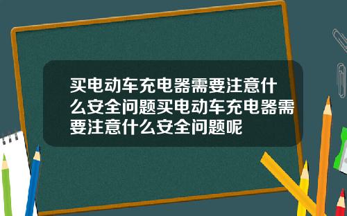 买电动车充电器需要注意什么安全问题买电动车充电器需要注意什么安全问题呢