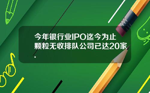 今年银行业IPO迄今为止颗粒无收排队公司已达20家.