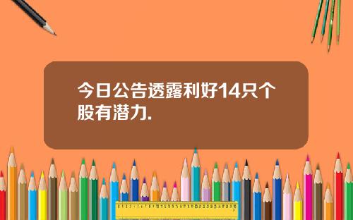 今日公告透露利好14只个股有潜力.