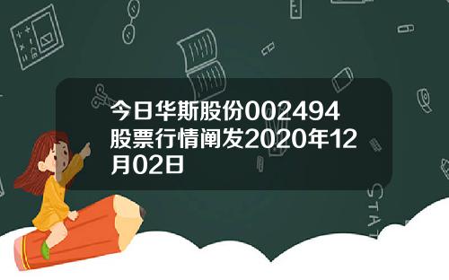 今日华斯股份002494股票行情阐发2020年12月02日