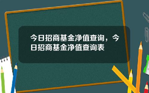 今日招商基金净值查询，今日招商基金净值查询表