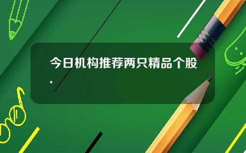 今日机构推荐两只精品个股.