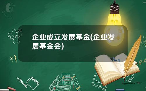 企业成立发展基金(企业发展基金会)