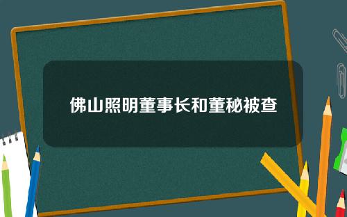 佛山照明董事长和董秘被查