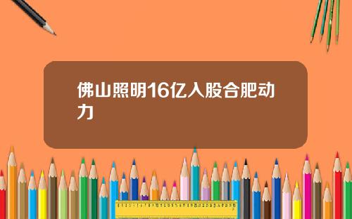佛山照明16亿入股合肥动力