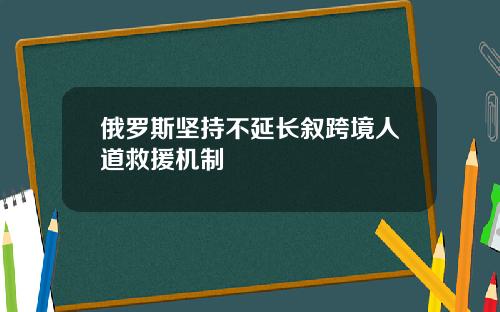 俄罗斯坚持不延长叙跨境人道救援机制