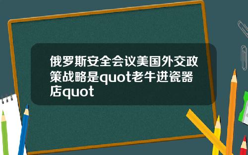 俄罗斯安全会议美国外交政策战略是quot老牛进瓷器店quot