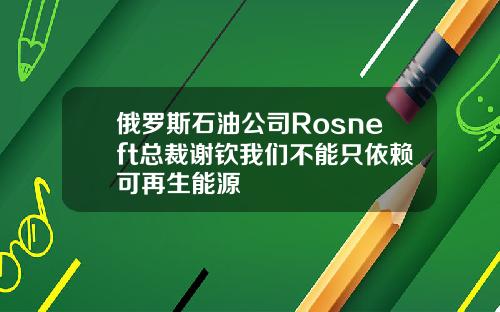 俄罗斯石油公司Rosneft总裁谢钦我们不能只依赖可再生能源