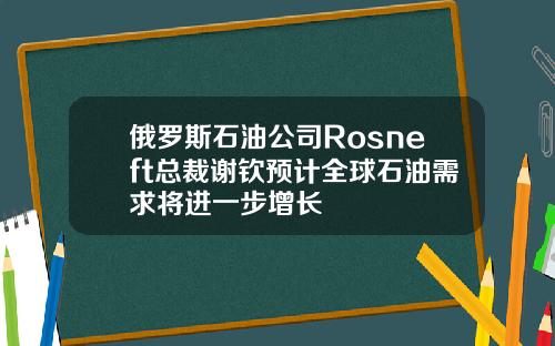 俄罗斯石油公司Rosneft总裁谢钦预计全球石油需求将进一步增长