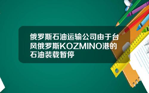 俄罗斯石油运输公司由于台风俄罗斯KOZMINO港的石油装载暂停