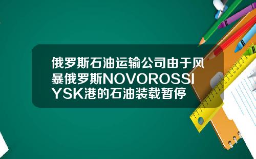 俄罗斯石油运输公司由于风暴俄罗斯NOVOROSSIYSK港的石油装载暂停
