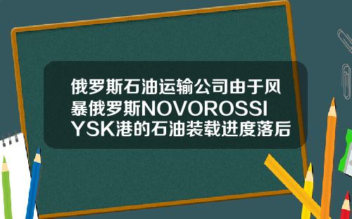 俄罗斯石油运输公司由于风暴俄罗斯NOVOROSSIYSK港的石油装载进度落后
