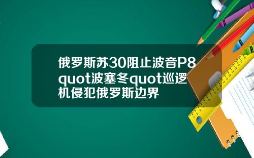 俄罗斯苏30阻止波音P8quot波塞冬quot巡逻机侵犯俄罗斯边界