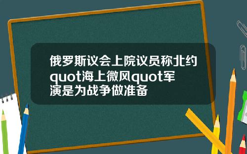 俄罗斯议会上院议员称北约quot海上微风quot军演是为战争做准备