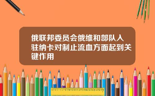 俄联邦委员会俄维和部队入驻纳卡对制止流血方面起到关键作用