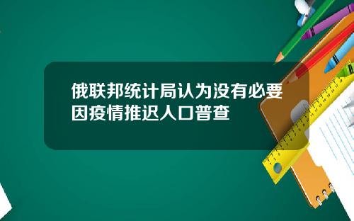 俄联邦统计局认为没有必要因疫情推迟人口普查