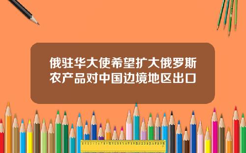 俄驻华大使希望扩大俄罗斯农产品对中国边境地区出口