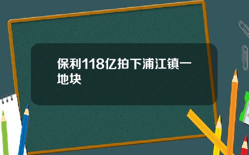 保利118亿拍下浦江镇一地块
