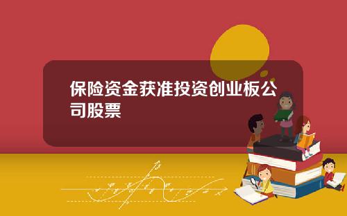 保险资金获准投资创业板公司股票